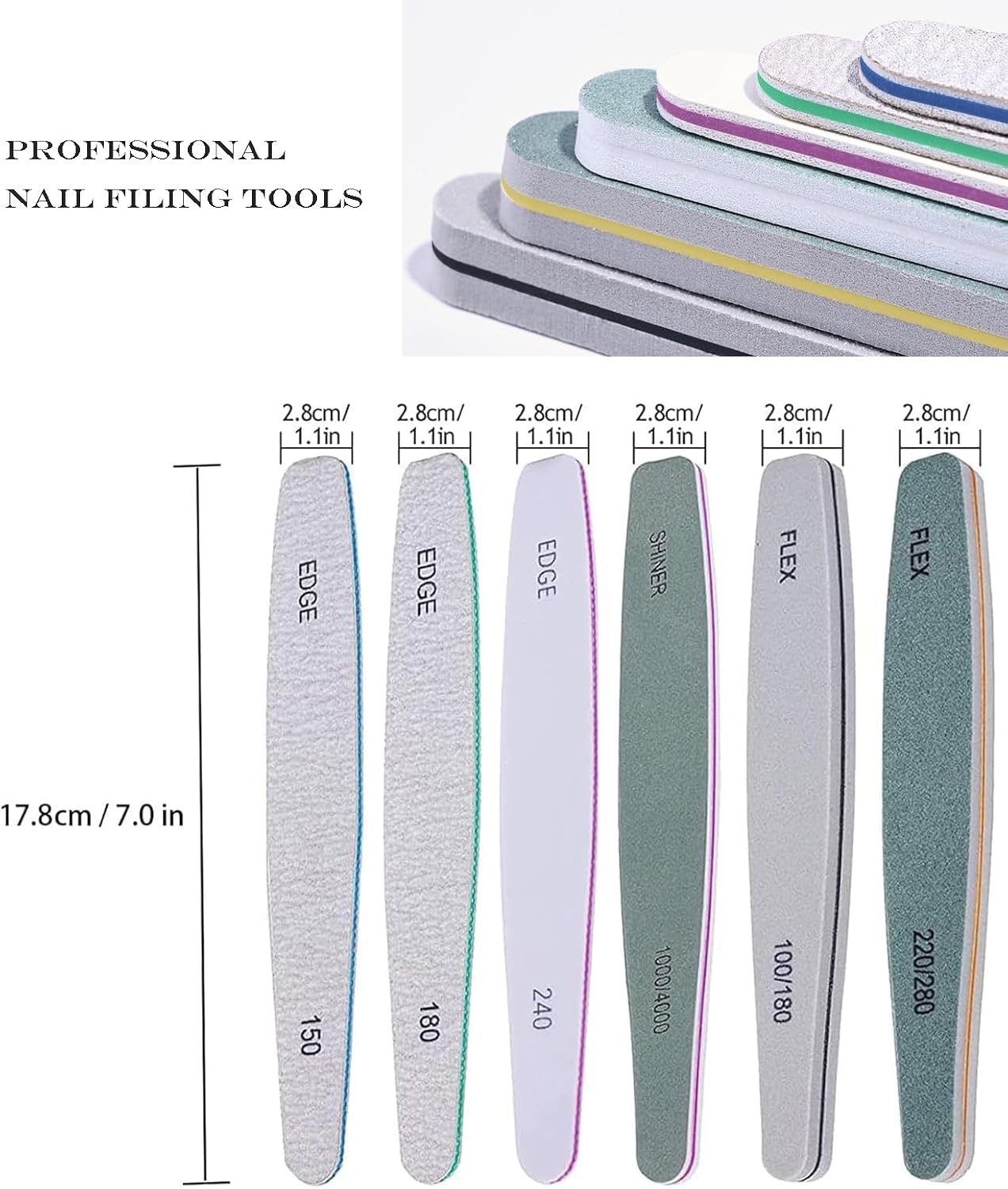 Tonokails 18-piece manicure kit with half-moon buffers, straight files, seven-sided file, sponge buffer blocks and nail brush - 3
