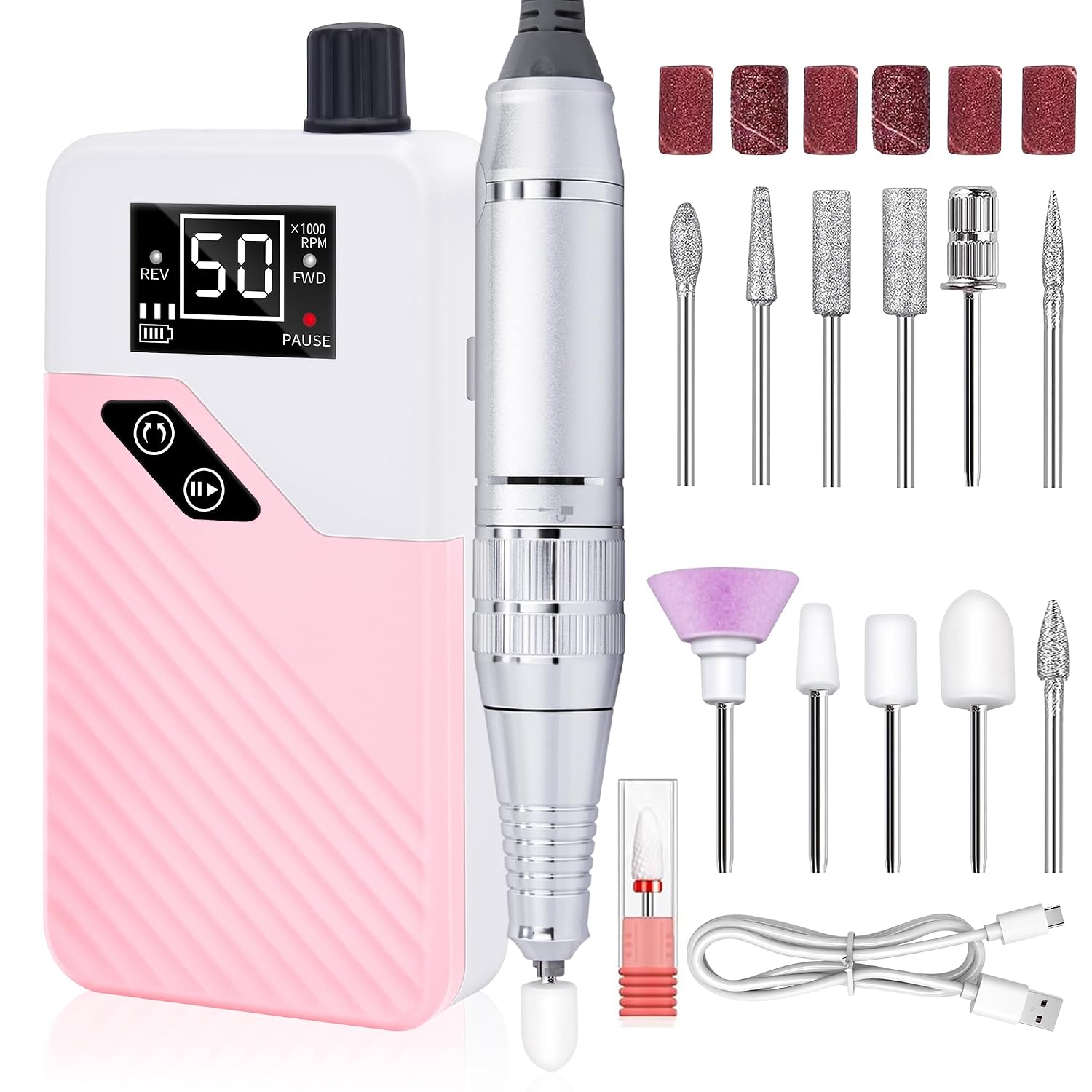 50,000 RPM Nail Drill — Portable Rechargeable E-File
