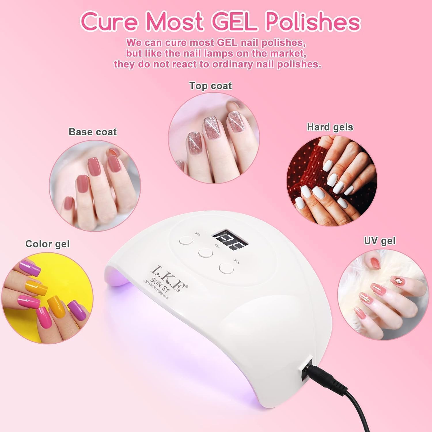 Wisdompark compact 72W UV LED nail lamp with LCD display and open base - 2