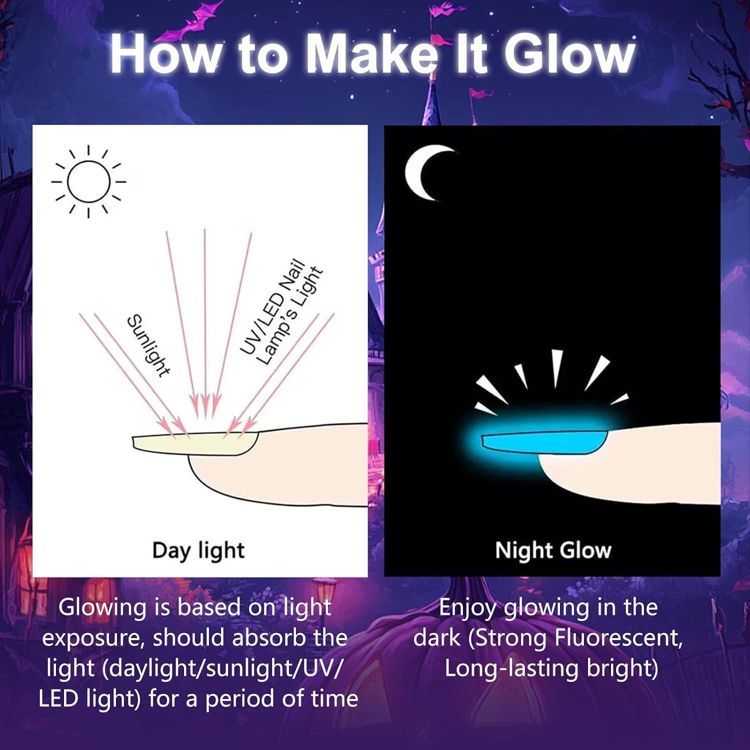 Mnk66 glow in the dark nail dip powders 6 colors - 3