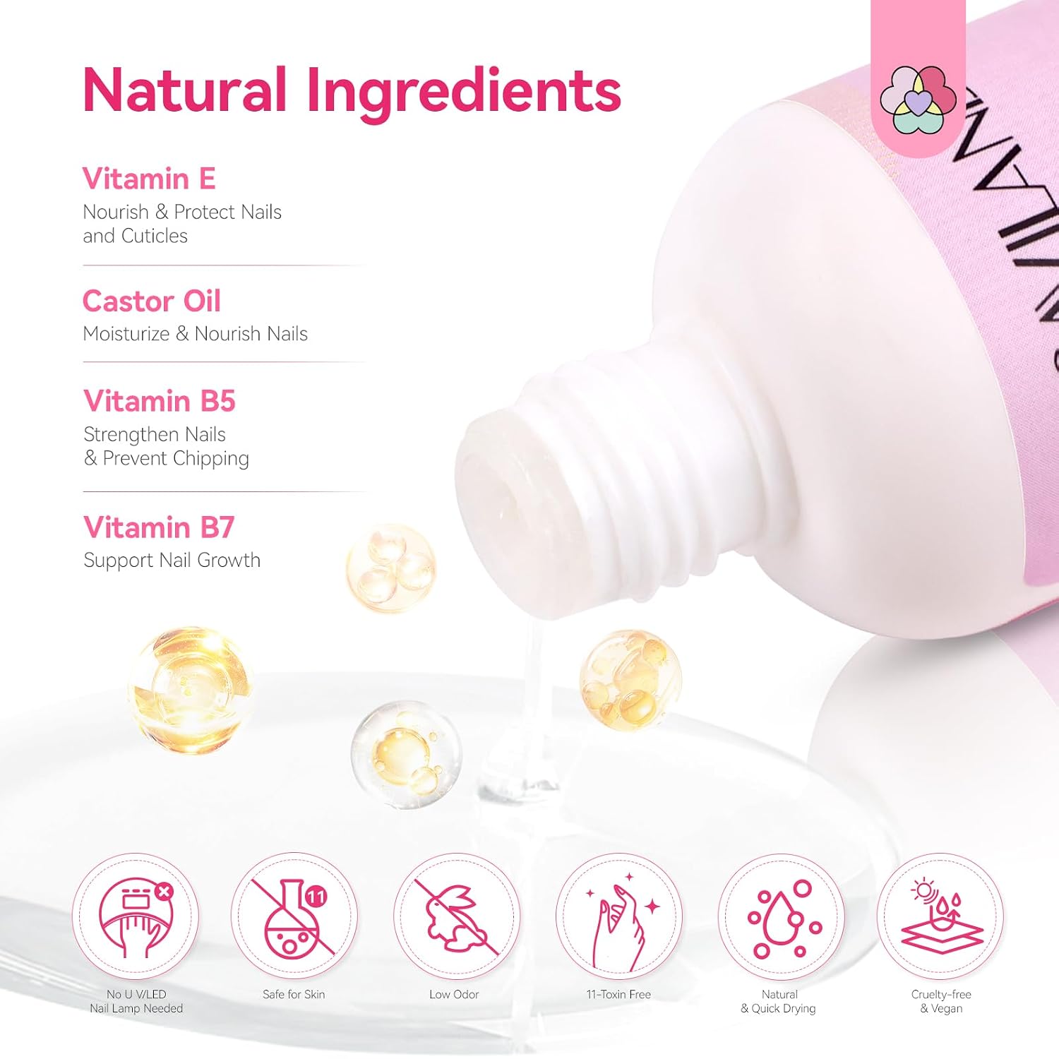 Saviland HEMA-free dip powder liquid set with four 20ml bottles and nail tools - 4