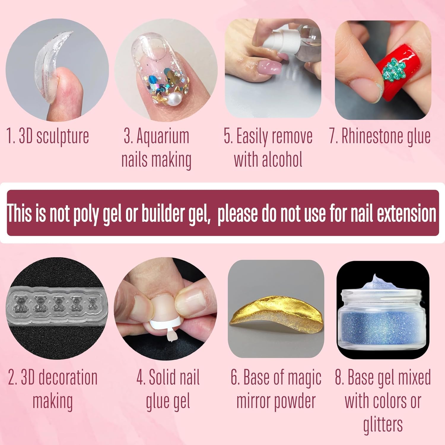 Non-Sticky UV Nail Glue for Press-Ons — 30ml Strong Gel