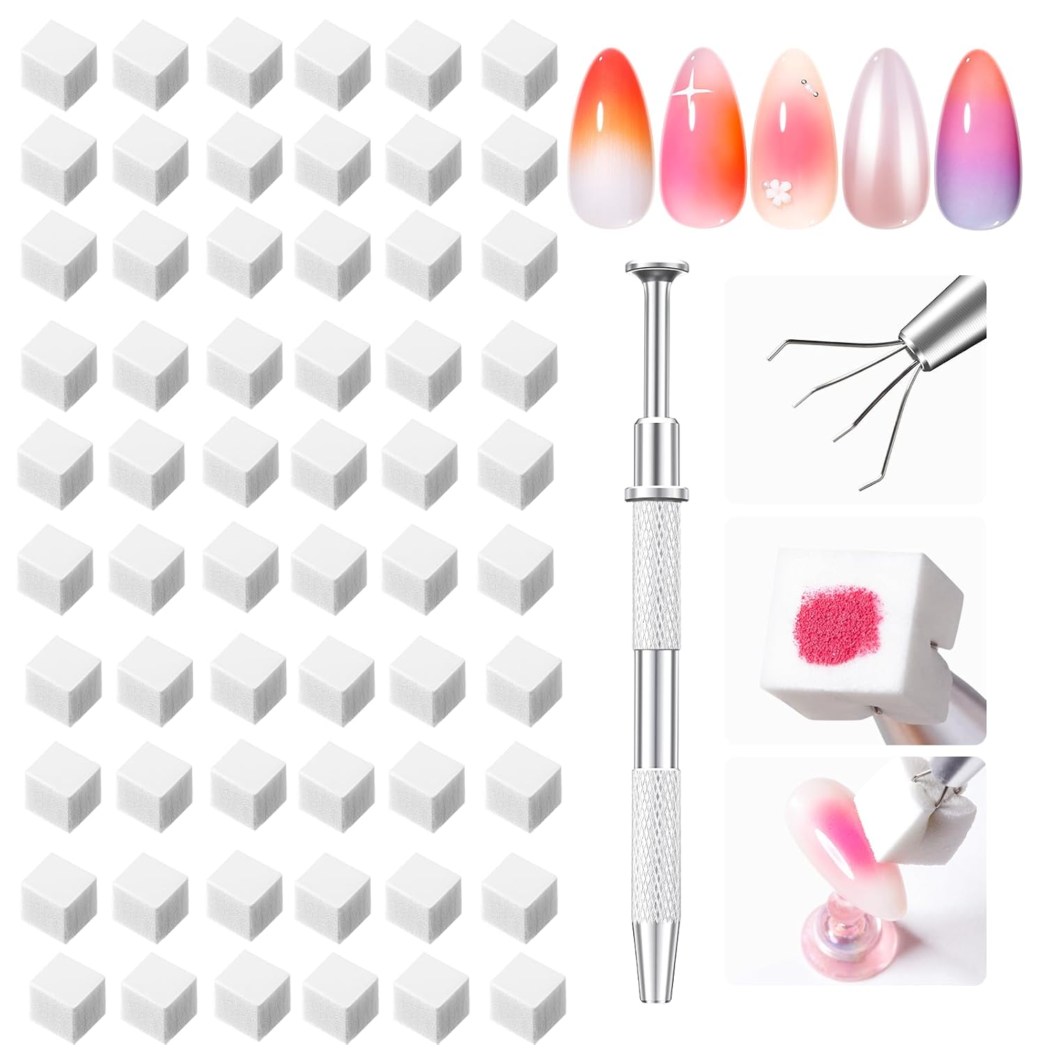 ombre nail sponge kit for smooth gradients and chrome