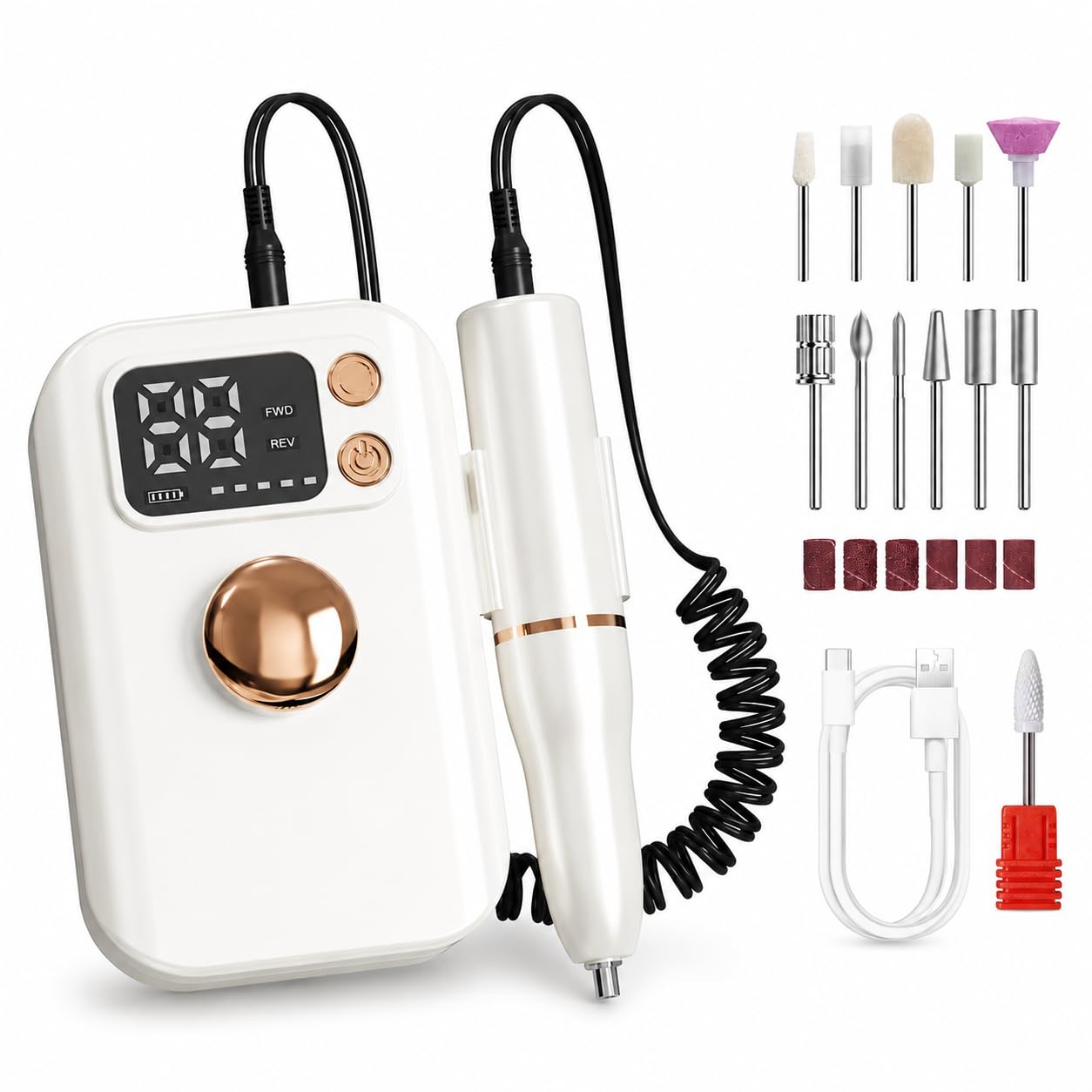 Rechargeable Electric Nail Drill — Compact 32000 RPM