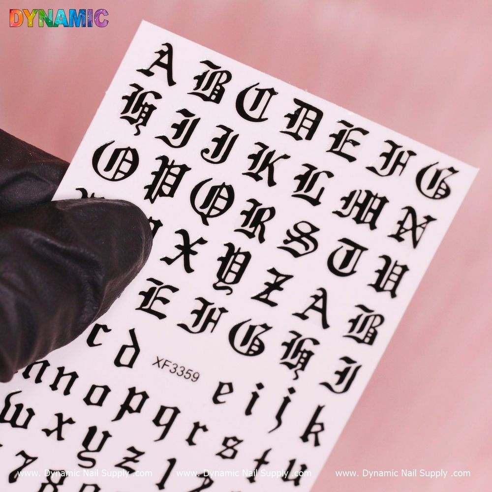 black roman letter nail stickers - 2