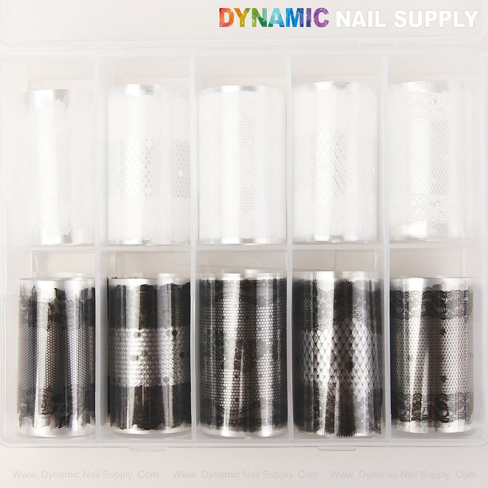 Fix Flaky Nail Art with Black White Lace Nail Foil