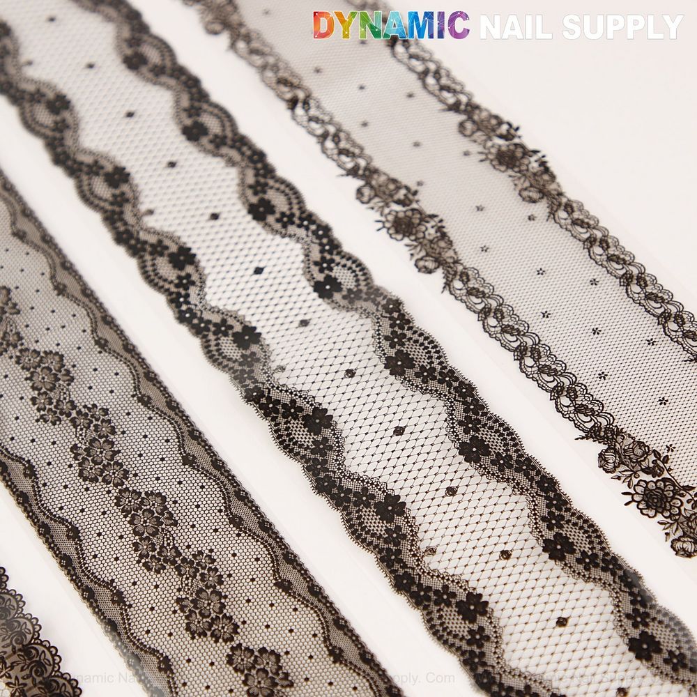 black and white lace nail foil sheets - 6