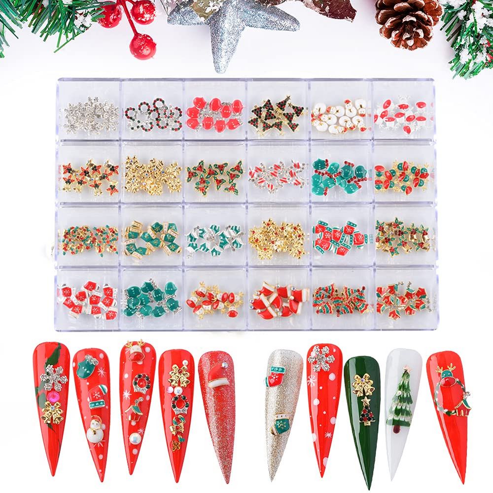 red Christmas nail charms 240 pcs - 3