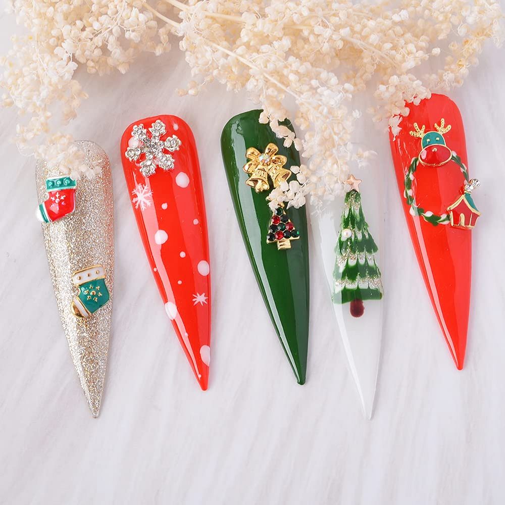 red Christmas nail charms 240 pcs - 6