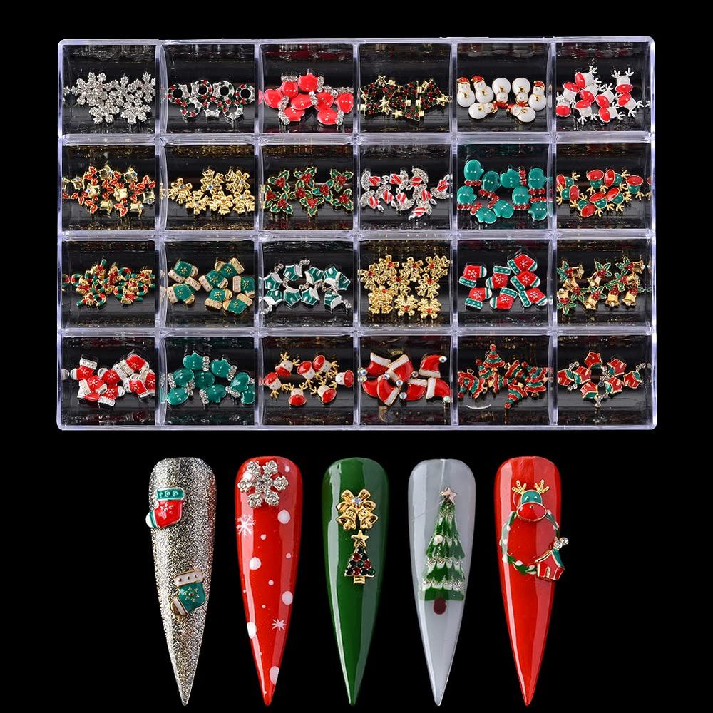 red Christmas nail charms 240 pcs - 7