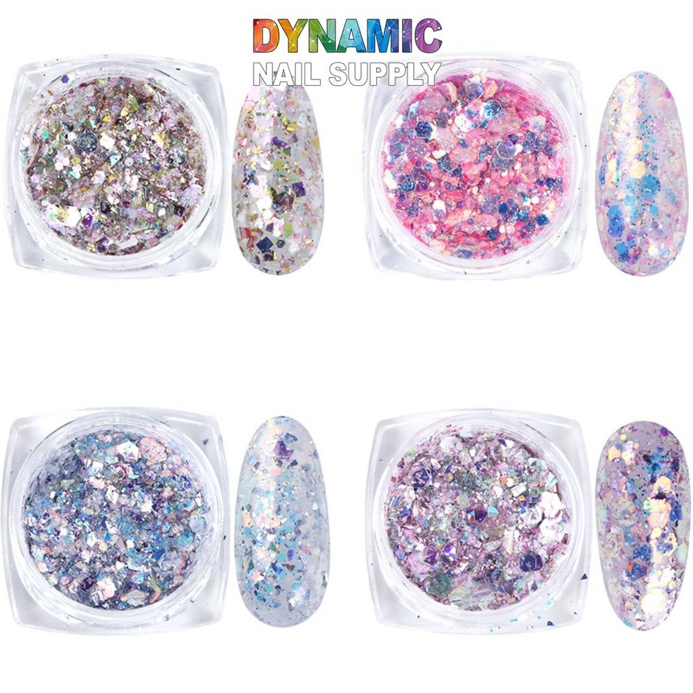 holographic nail glitter powders set - 3