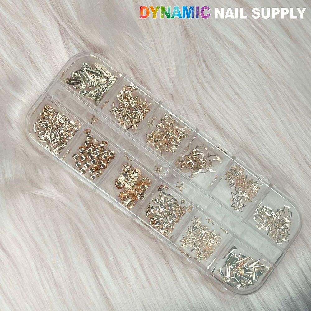 Nail Sequins and Rivets: Designer 12-Grid Set